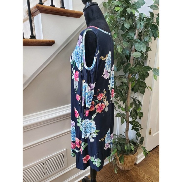 Karen Kane Wild Flower Garden Rose Cold Shoulder Viscose Knee Length Dress Large - Picture 7 of 14
